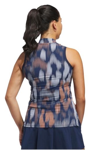 Adidas Ultimate365 Ottoman Printed polo bez rukávů, tmavě modré