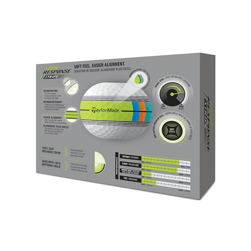 TaylorMade Tour Response Stripe Neon Multi golfové míčky