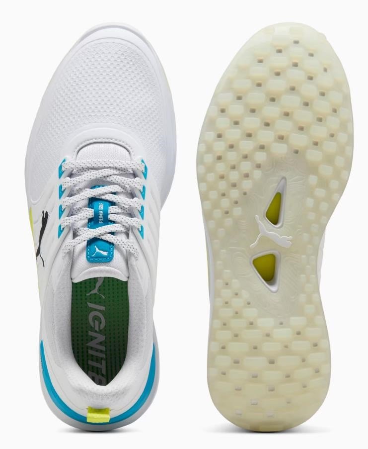 Puma Ignite Elevate 2 pánské golfové boty, white/speed blue/apple spritz