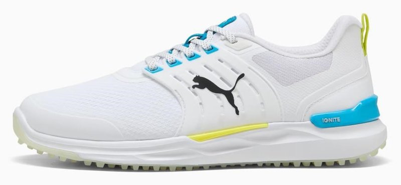 Puma Ignite Elevate 2 pánské golfové boty, white/speed blue/apple spritz