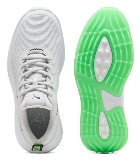 Puma Gruve Sport Junior dětské golfové boty, white/fluro green pes