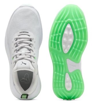 Puma Gruve Sport Junior dětské golfové boty, white/fluro green pes
