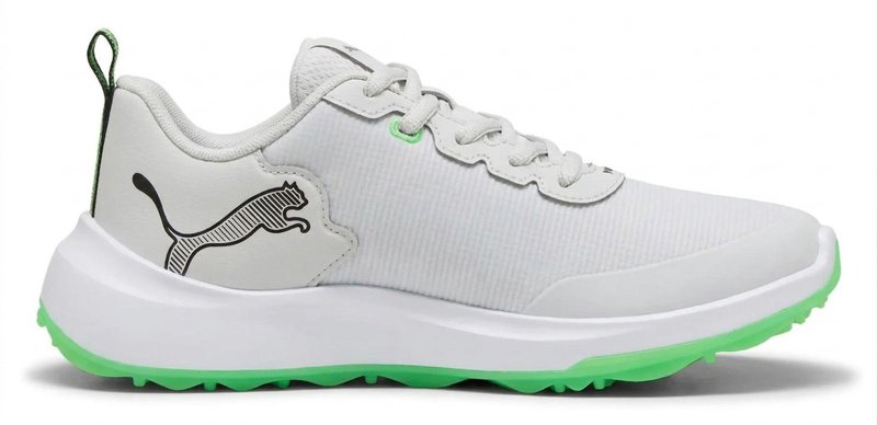Puma Gruve Sport Junior dětské golfové boty, white/fluro green pes