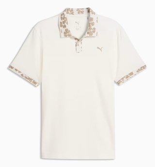 Puma Modalon Floral Rib pánské polo, warm white/ice coffee