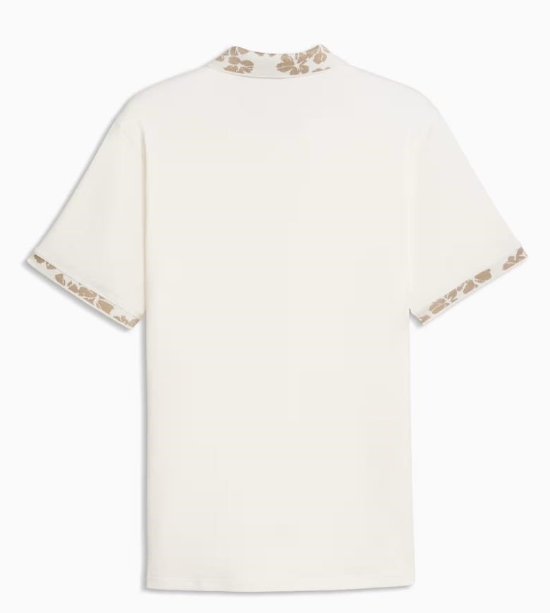 Puma Modalon Floral Rib pánské polo, warm white/ice coffee