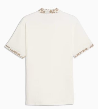 Puma Modalon Floral Rib pánské polo, warm white/ice coffee