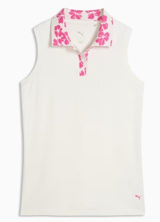 Puma Modalon Floral Rib Sleeveless dámské polo bez rukávů, warm white/pink opal