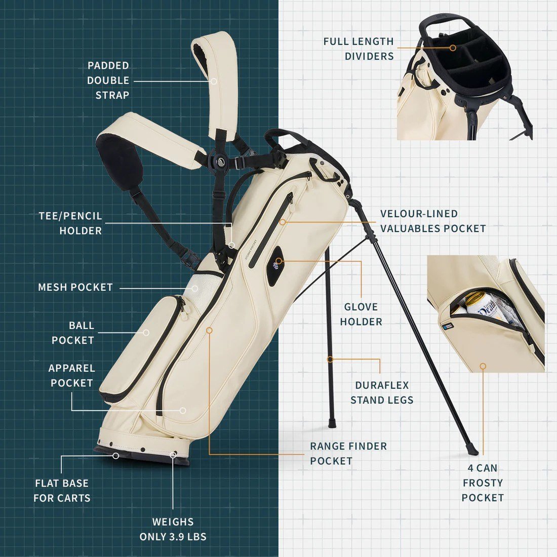 Sunday Golf El Camino S-Class pencil bag, cream