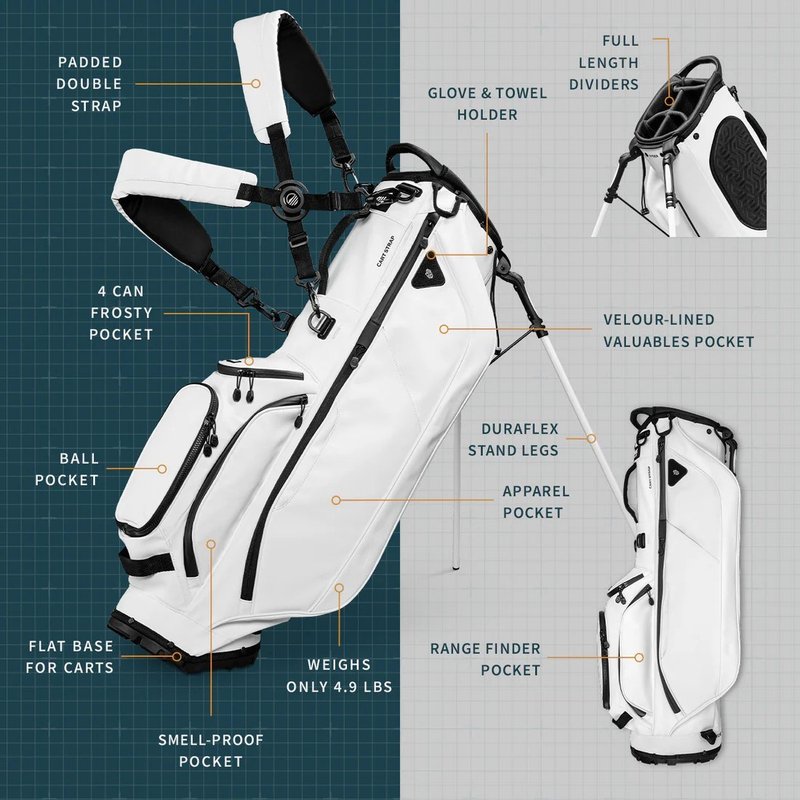 Sunday Golf Ryder S-Class stand bag, bílý