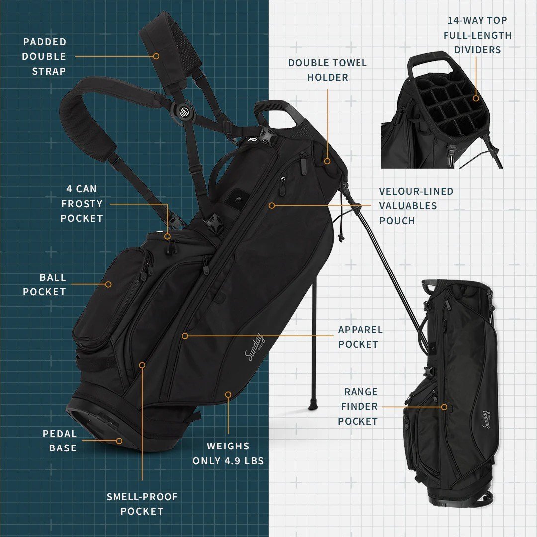 Sunday Golf Ryder 14 stand bag, černý
