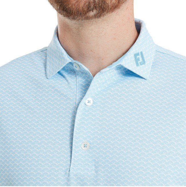 FootJoy Scallop Geo Pique pánské polo, blue reef