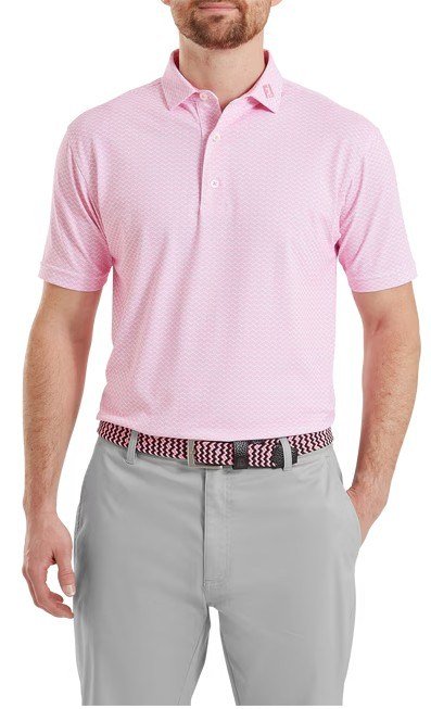 FootJoy Scallop Geo Pique pánské polo, pink pop