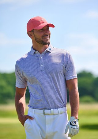 FootJoy Nautical Flag Print Lisle pánské polo, nantucket red/coastal blue