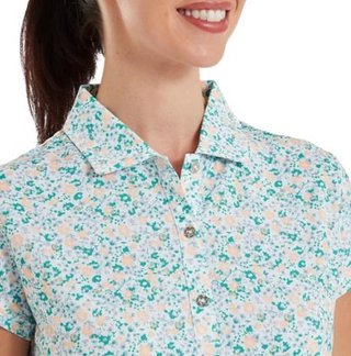 FootJoy Cap Sleeve Lisle dámské polo, tile blue floral print