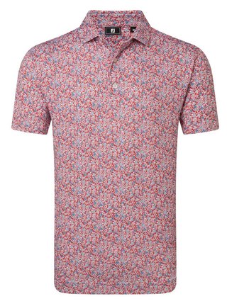 FootJoy Meadow Print Lisle pánské polo, nantucket red/hambray/coastal blue