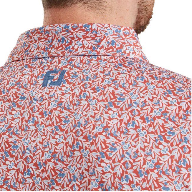 FootJoy Meadow Print Lisle pánské polo, nantucket red/hambray/coastal blue