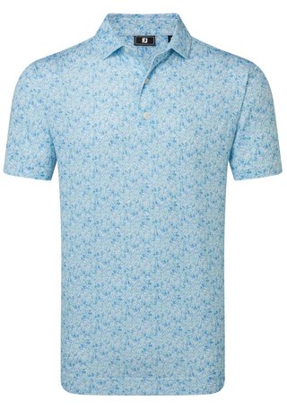 FootJoy Meadow Print Lisle pánské polo, blue reef/sea glass/deep reef