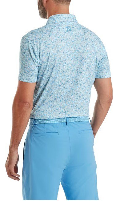 FootJoy Meadow Print Lisle pánské polo, blue reef/sea glass/deep reef