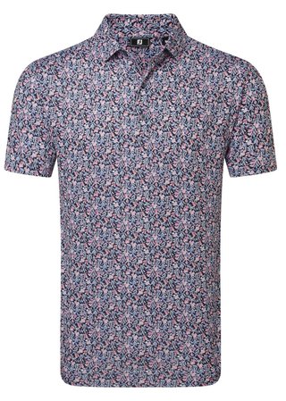 FootJoy Meadow Print Lisle pánské polo, black/vivid violet/pink pop