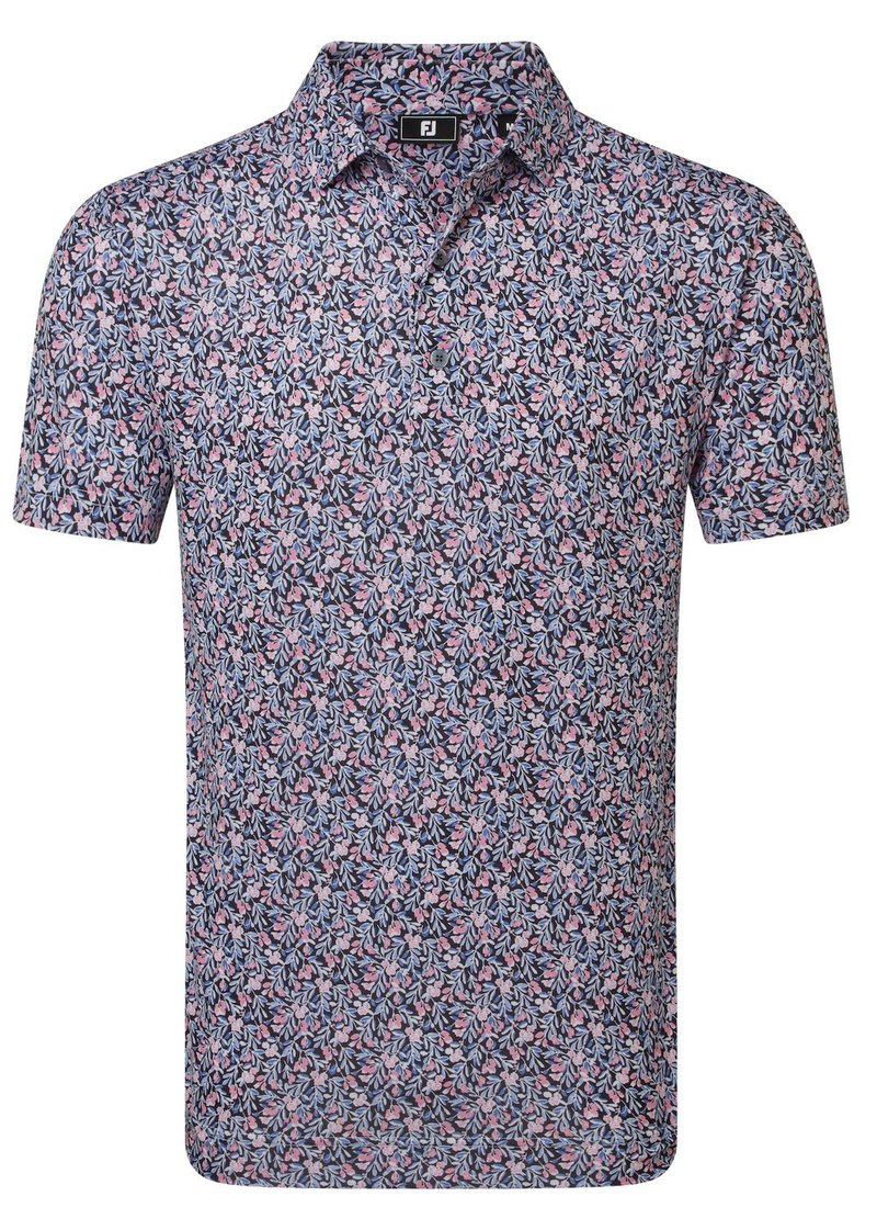 FootJoy Meadow Print Lisle pánské polo, black/vivid violet/pink pop