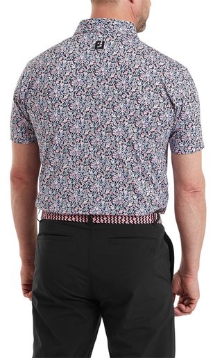 FootJoy Meadow Print Lisle pánské polo, black/vivid violet/pink pop