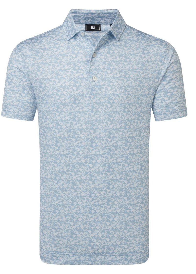 FootJoy Hidden Palm Print Lisle pánské polo, chambray/white