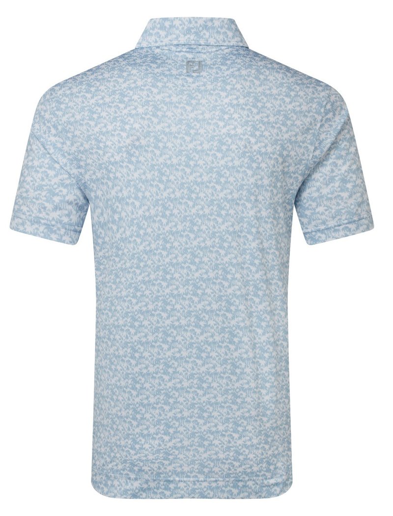 FootJoy Hidden Palm Print Lisle pánské polo, chambray/white