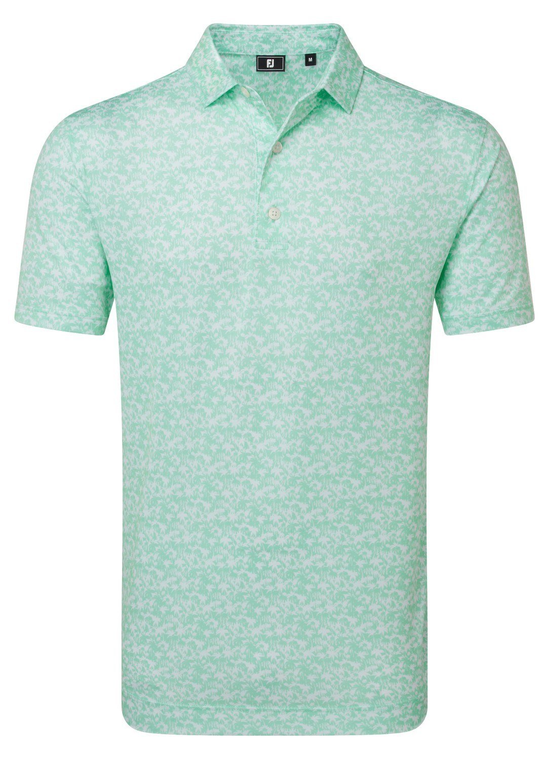 FootJoy Hidden Palm Print Lisle pánské polo, sea glass/white