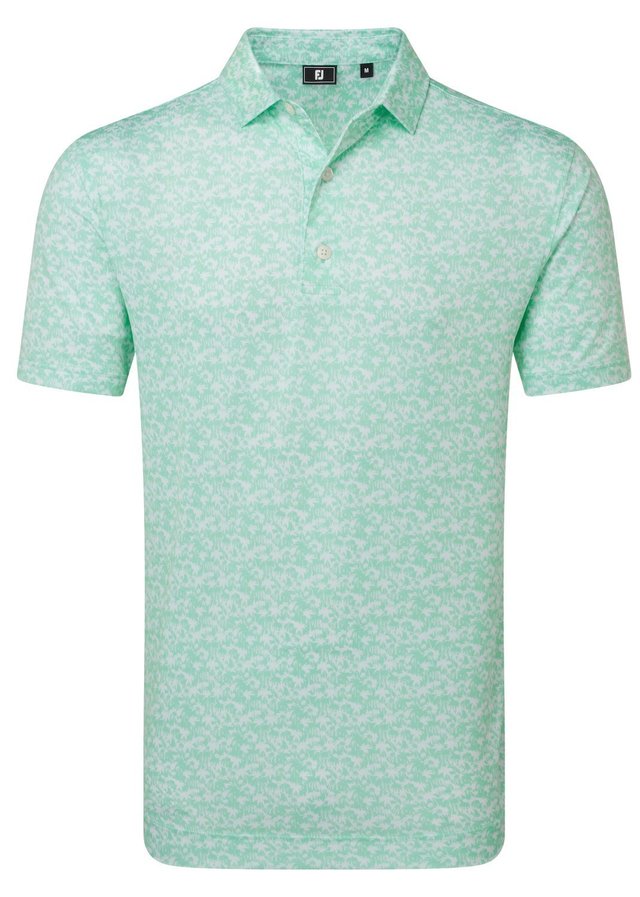 FootJoy Hidden Palm Print Lisle pánské polo, sea glass/white