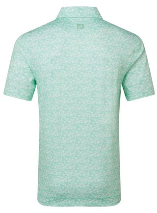 FootJoy Hidden Palm Print Lisle pánské polo, sea glass/white