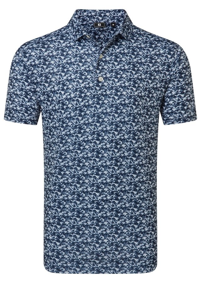 FootJoy Hidden Palm Print Lisle pánské polo, bílo/modré