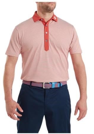 FootJoy Feeder Stripe Pique pánské polo, nantucket red