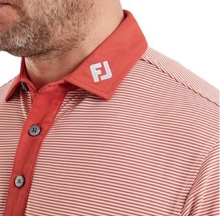 FootJoy Feeder Stripe Pique pánské polo, nantucket red
