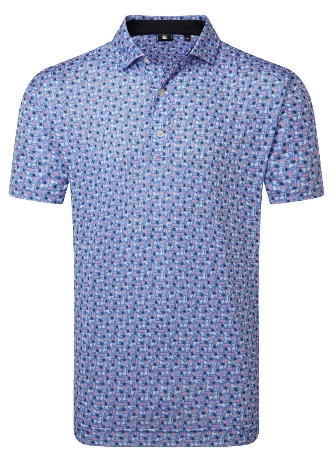 FootJoy Surfs Up Print Lisle pánské polo, white/vivid violet/pink pop/black