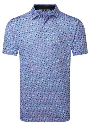 FootJoy Surfs Up Print Lisle pánské polo, white/vivid violet/pink pop/black