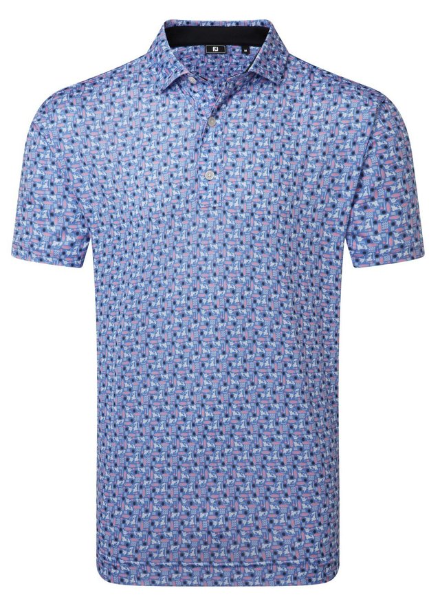FootJoy Surfs Up Print Lisle pánské polo, white/vivid violet/pink pop/black