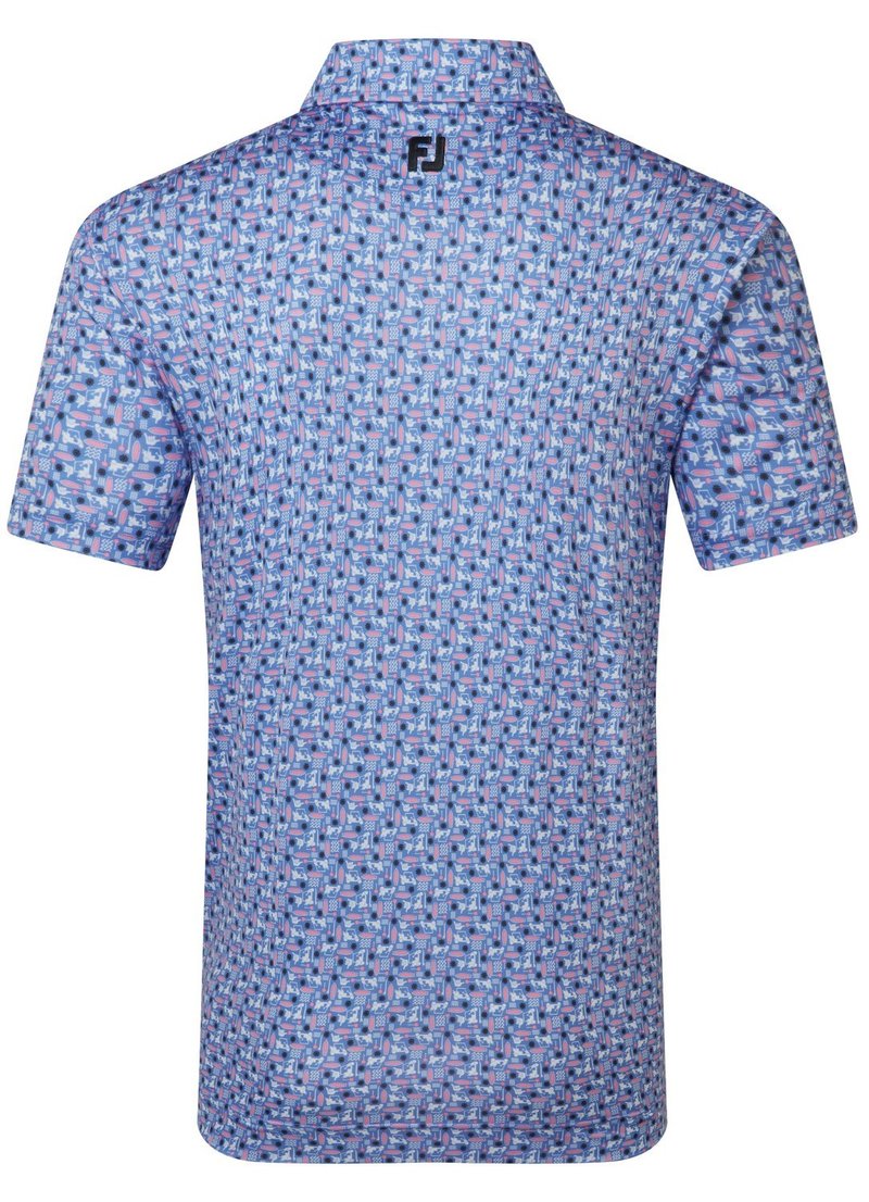 FootJoy Surfs Up Print Lisle pánské polo, white/vivid violet/pink pop/black