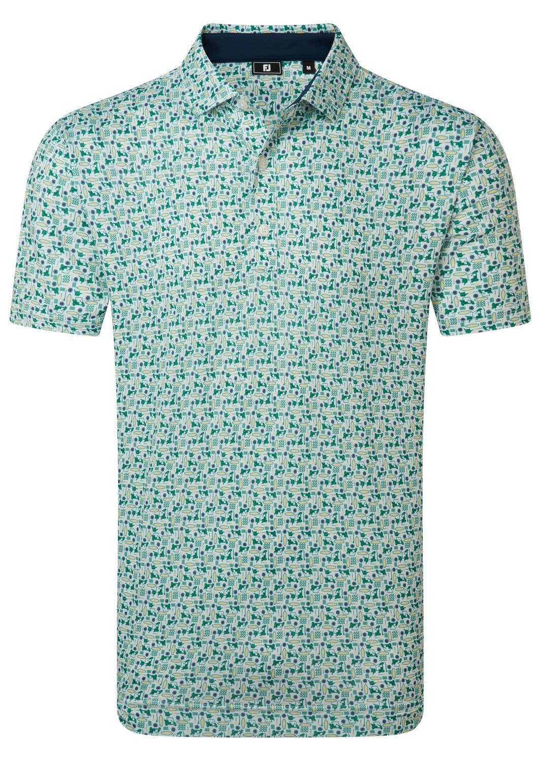 FootJoy Surfs Up Print Lisle pánské polo, field green/white/sunshine/navy