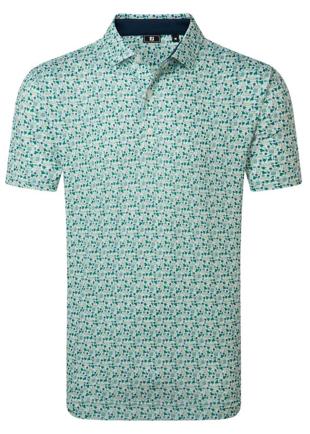 FootJoy Surfs Up Print Lisle pánské polo, field green/white/sunshine/navy