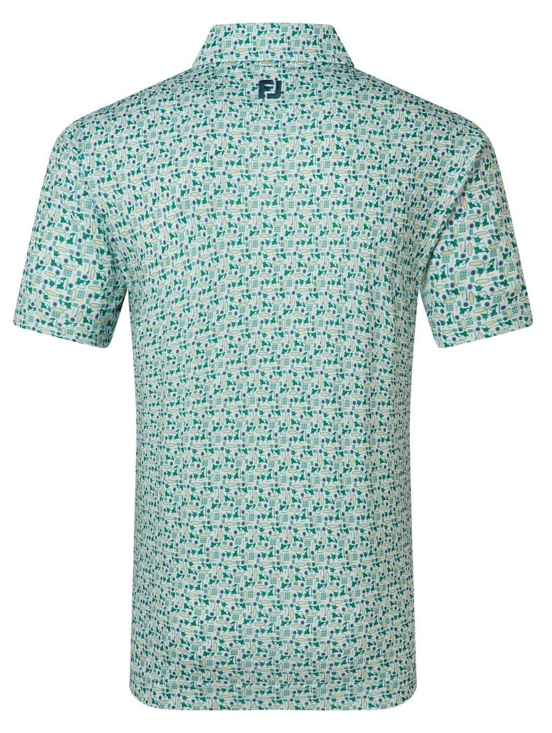 FootJoy Surfs Up Print Lisle pánské polo, field green/white/sunshine/navy