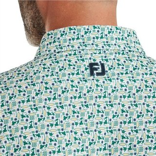 FootJoy Surfs Up Print Lisle pánské polo, field green/white/sunshine/navy