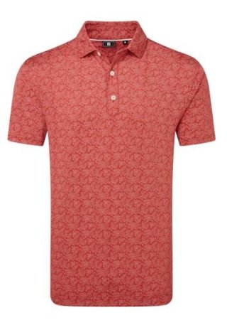 FootJoy Wingtip Floral Lisle pánské polo, nantucket red/white