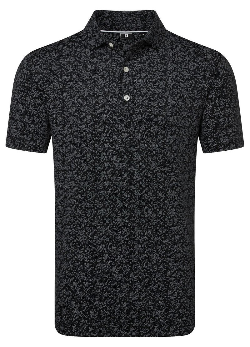 FootJoy Wingtip Floral Lisle pánské polo, černé