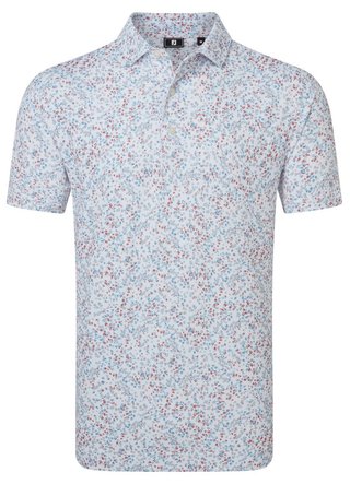 FootJoy Watercolour Floral Print Pique pánské polo, white/chambray/nantucket red