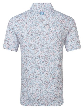 FootJoy Watercolour Floral Print Pique pánské polo, white/chambray/nantucket red