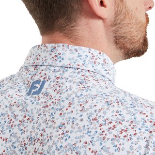 FootJoy Watercolour Floral Print Pique pánské polo, white/chambray/nantucket red