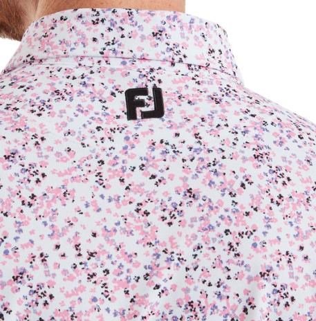 FootJoy Watercolour Floral Print Pique pánské polo, white/pink pop/black
