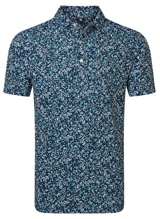 FootJoy Watercolour Floral Print Pique pánské polo, navy/sunshine/field green