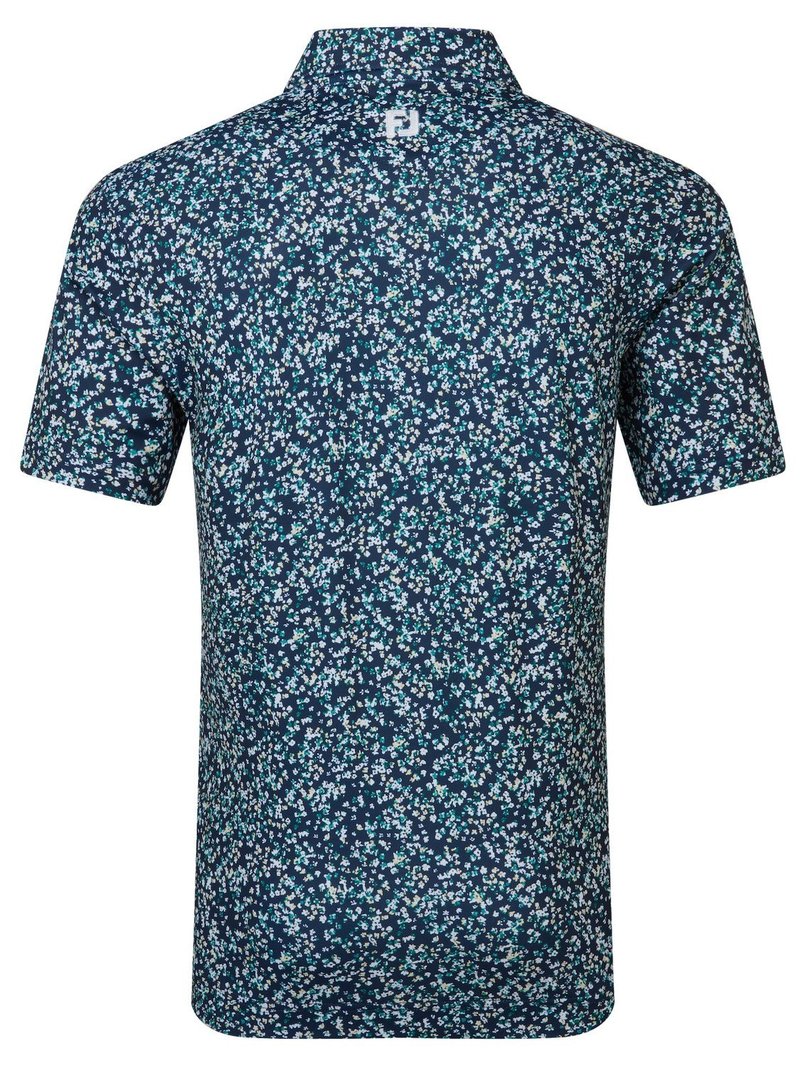 FootJoy Watercolour Floral Print Pique pánské polo, navy/sunshine/field green