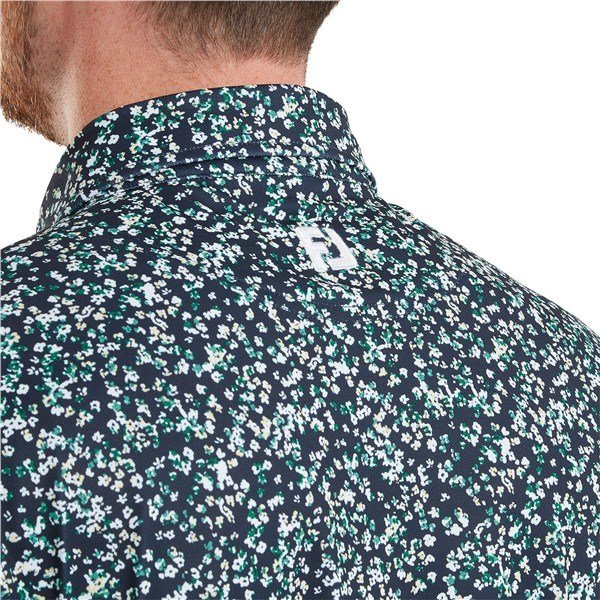 FootJoy Watercolour Floral Print Pique pánské polo, navy/sunshine/field green